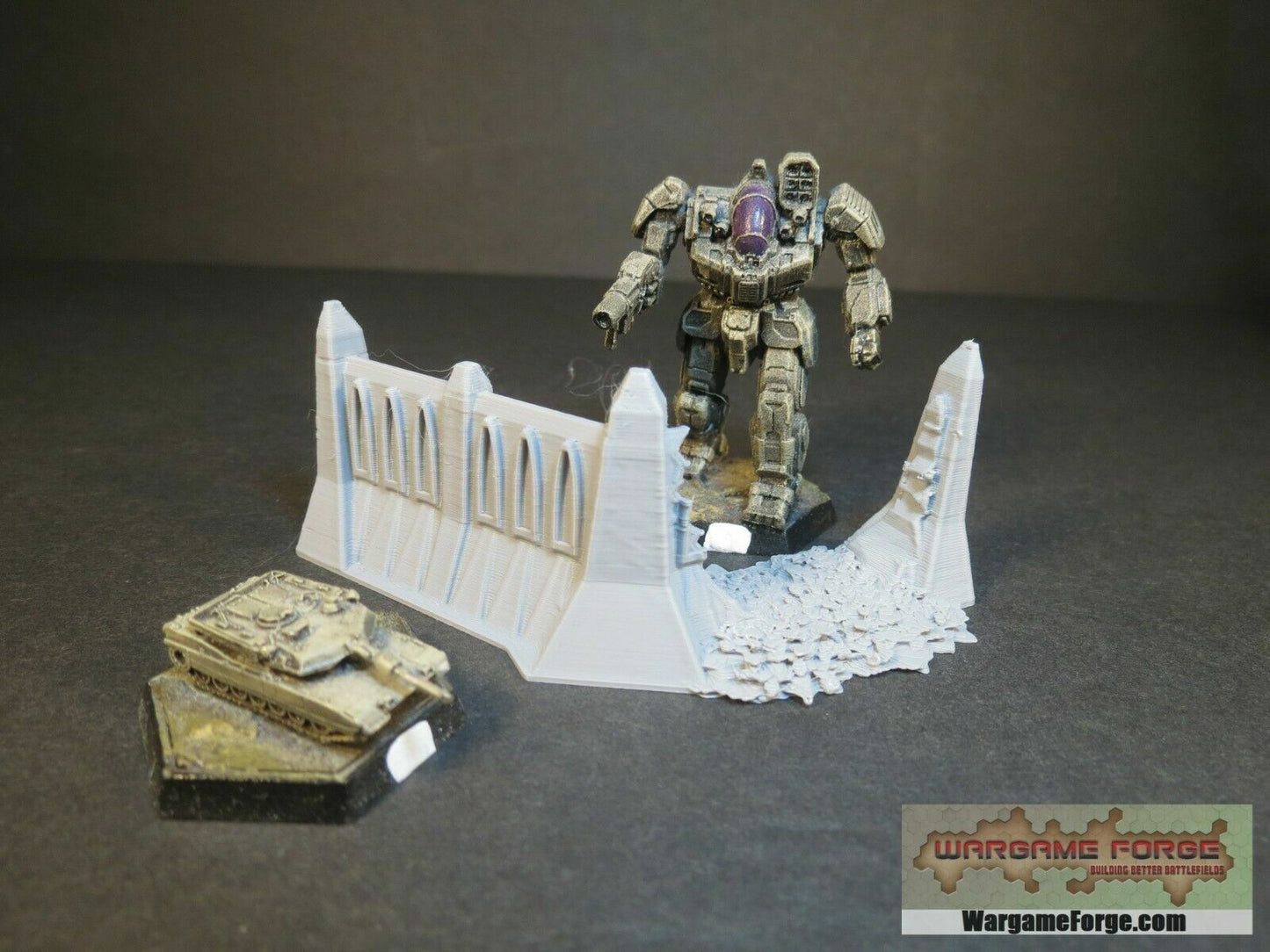 Gothic Ruined Wide Wall Corner 1 | Tabletop Wargame Terrain | Battletech | Warhammer