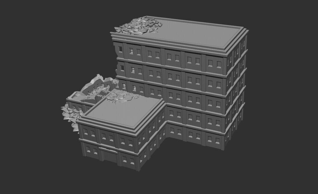 Modern Ruined Hotel | Tabletop Wargame Terrain | Battletech | Warhammer