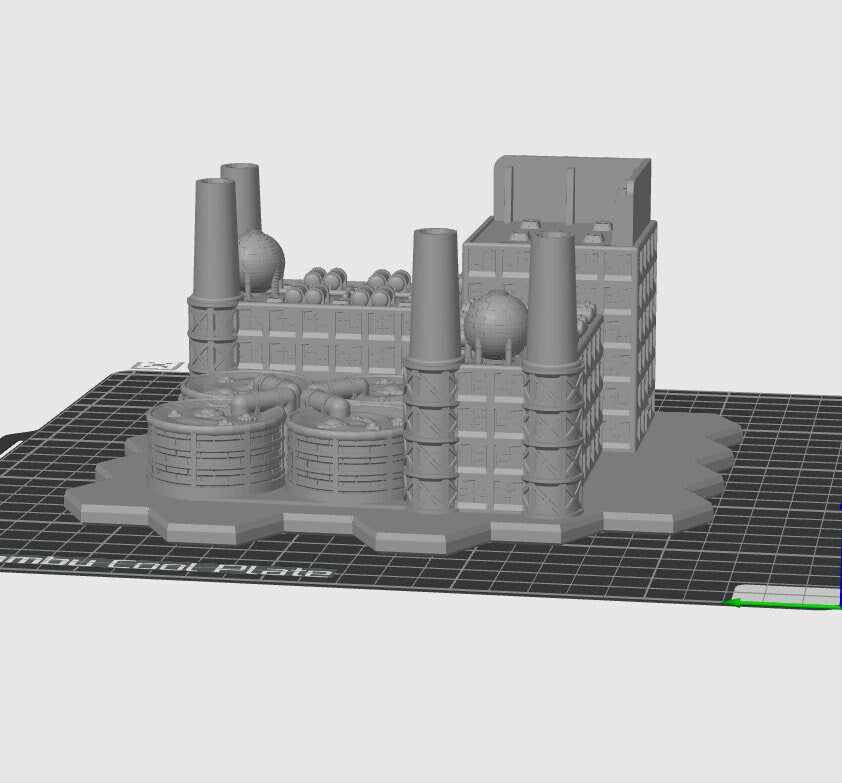 Modern Chemical Plant (on Hexes), Tabletop War Game Terrain Battletech