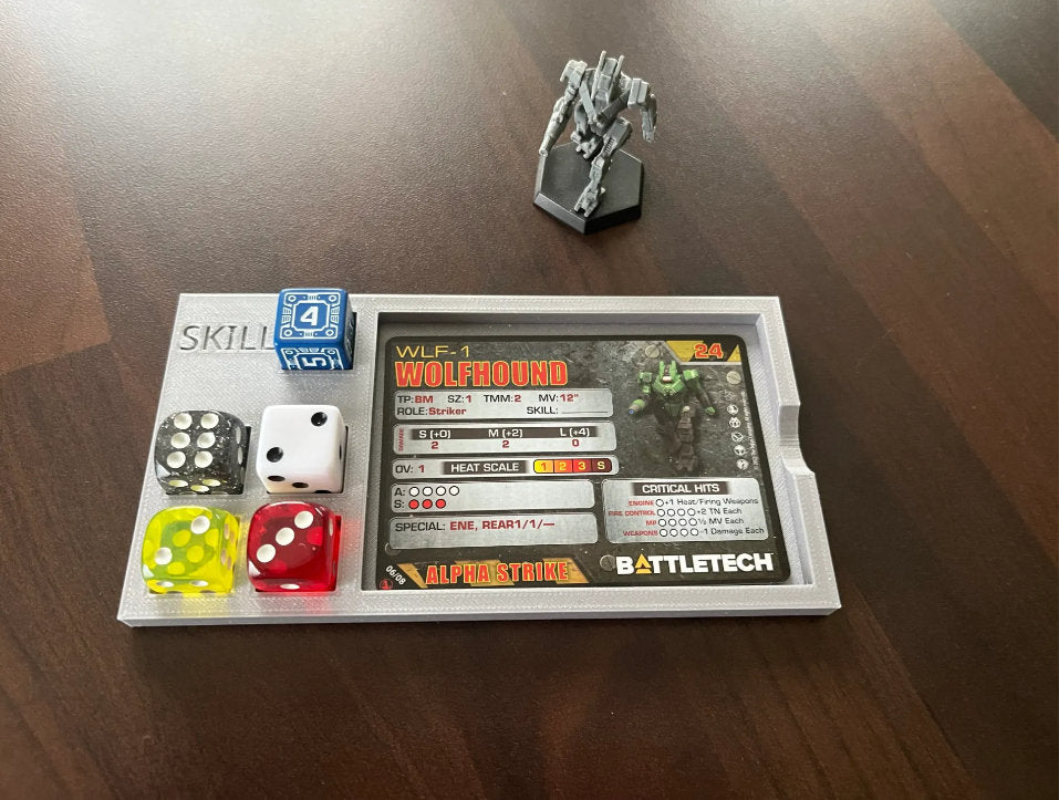 Battletech Alpha Strike Card & Dice Holder - 3D Printed Organizer for MechWarrior Commanders