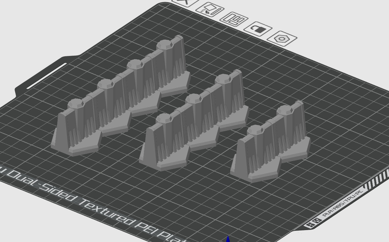 2-3-4 Hex Anti Mech Straight Walls - Tabletop War Game Terrain Battletech