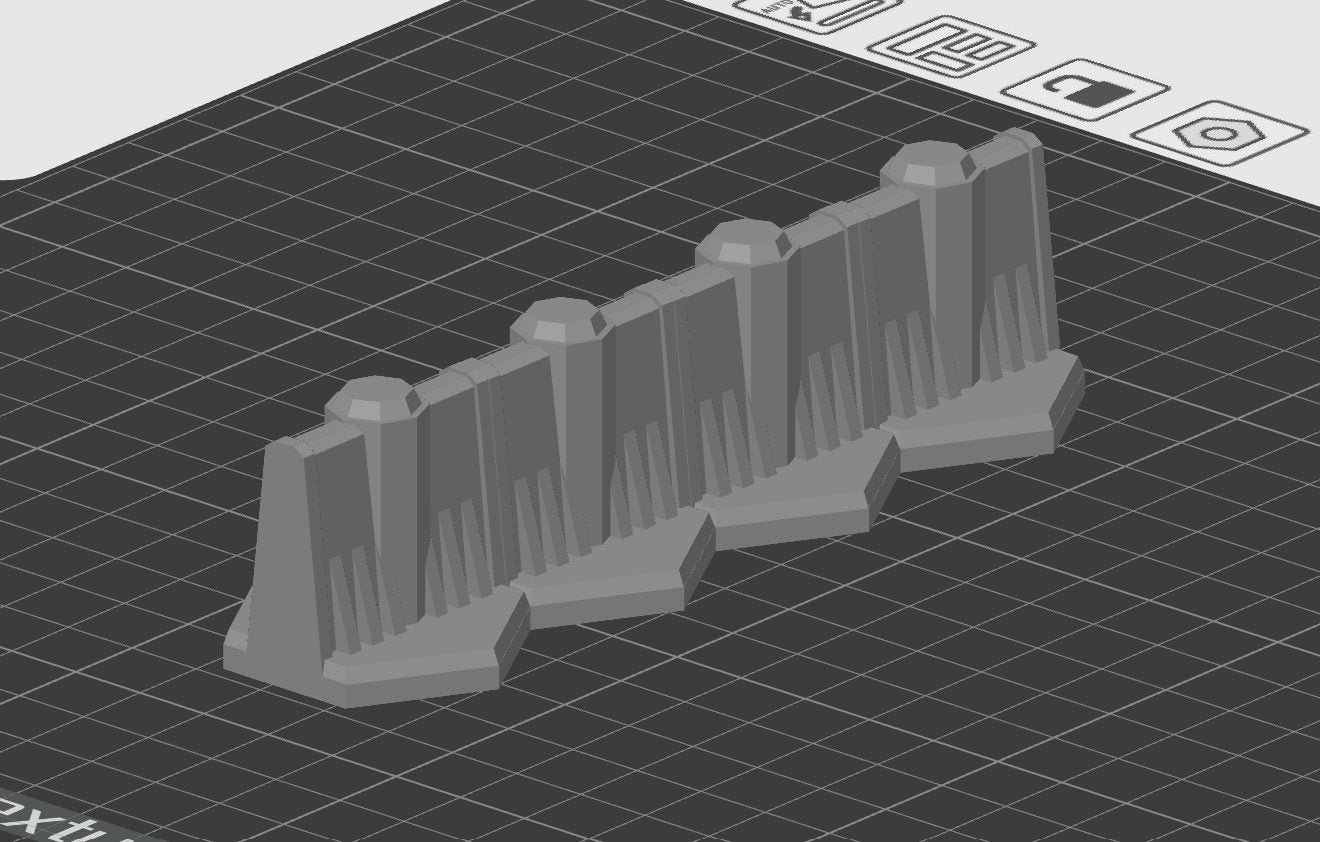 2-3-4 Hex Anti Mech Straight Walls - Tabletop War Game Terrain Battletech