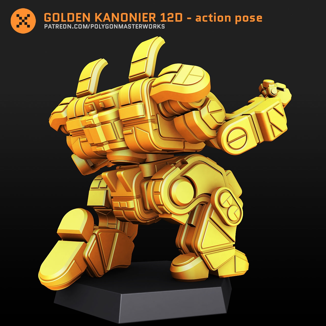 Golden Kanonier 12D Action Pose (By PMW) Alternate Battletech Mechwarrior Miniatures