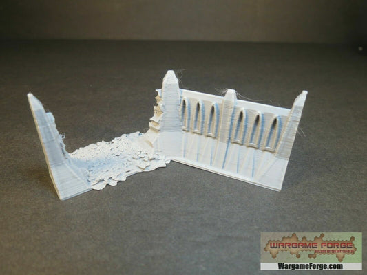 Gothic Ruined Wide Wall Corner 1 | Tabletop Wargame Terrain | Battletech | Warhammer