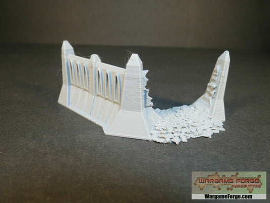 Gothic Ruined Wide Wall Corner 1 | Tabletop Wargame Terrain | Battletech | Warhammer