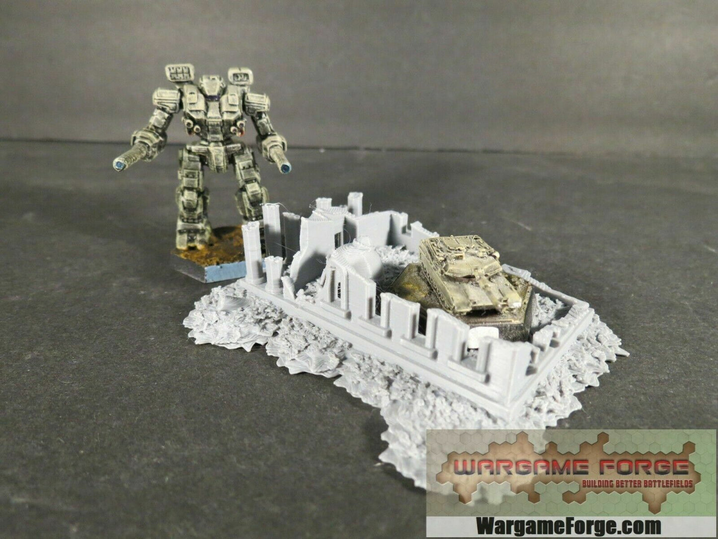 Modern Ruined Courthouse | Tabletop Wargame Terrain | Battletech | Warhammer