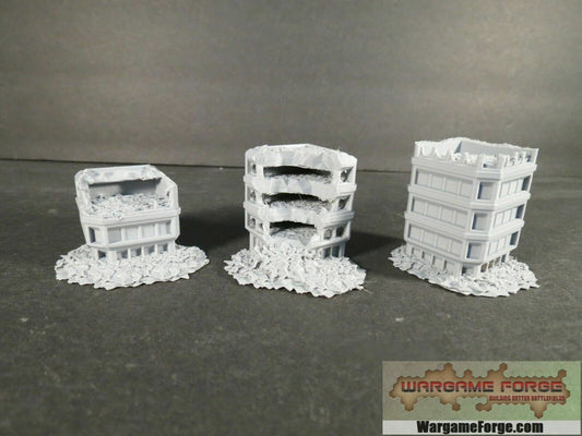 Ruined Sci-Fi Buildings 23 Set | Tabletop Wargame Terrain | Battletech | Warhammer