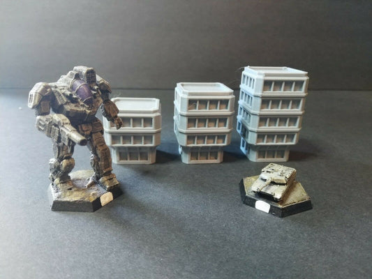 Set of 3 Sci Fi Building 24 - Tabletop War Game Terrain Battletech