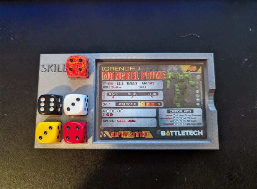 Battletech Alpha Strike Card & Dice Holder - 3D Printed Organizer for MechWarrior Commanders