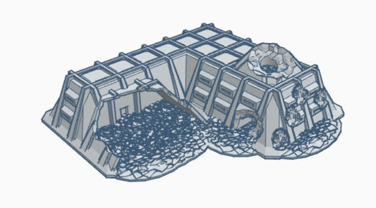 Ruined Military Command Bunker, Battletech, Tabletop War Game Terrain Battletech