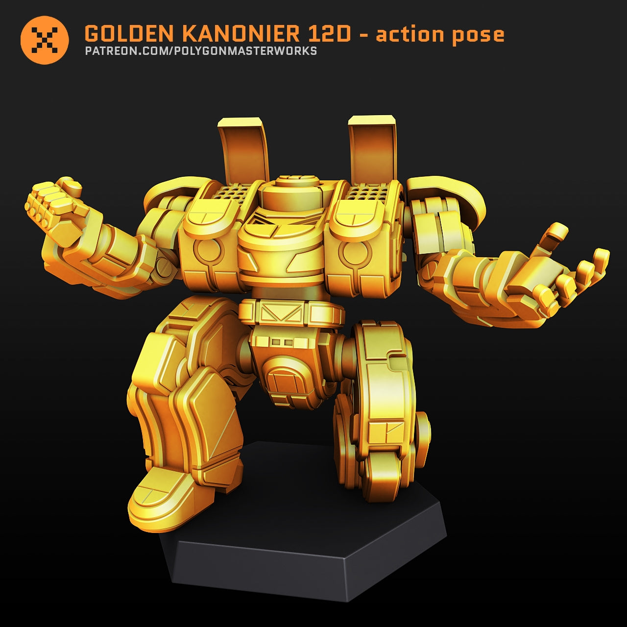 Golden Kanonier 12D Action Pose (By PMW) Alternate Battletech Mechwarrior Miniatures